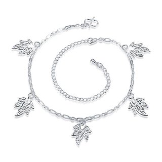 Multi Leaves Nice Sexy Silver Plated Chain Anklet Bracelet Foot Jewellery for Women