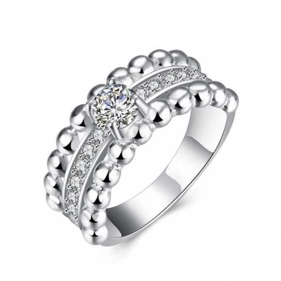 Micro Pave AAA+ Zircon Rings Silver Plated Women Wedding Rings
