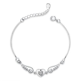 Diamond Inlay Solid 925 Sterling Silver Women Braclet