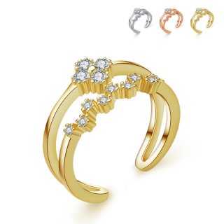 Korean Style Creativity Diamond Adjustable 925 Sterling Silver Ring for Women