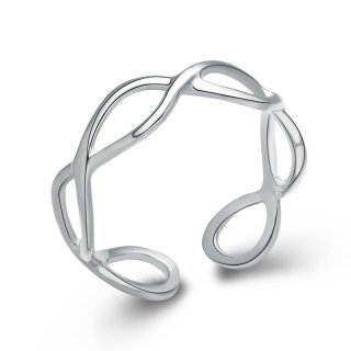 Simple Ajustable Number Eight Shape 925 Sterling Silver Adjustable Ring for Women