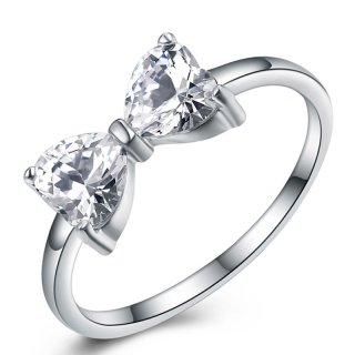 Diamond-studded Bow 925 Sterling Silver Jewelry Ring for Women