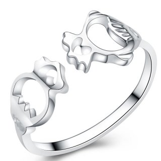 Simple Style 925 Sterling Silver Adjustable Round Jewelry Ring for Women