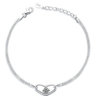 Fashion Women Jewelry Heart Shape Best Selling 925 Sterling Silver Charm Bracelets