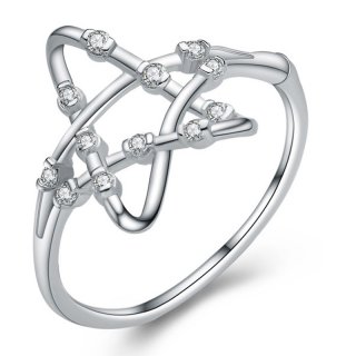 Hollow Star 925 Sterling Silver Adjustable Ring for Women