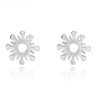 Sunflower High Polished 925 Sterling Silver Earrings for Women
