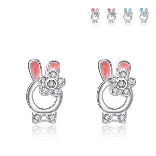 Rabbit Ears Diamond 925 Sterling Silver Earrings for Women