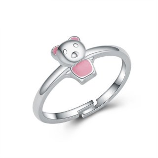 Pink Bear 925 Sterling Silver Ring Fashion Diamond Jewelry Ring for Women