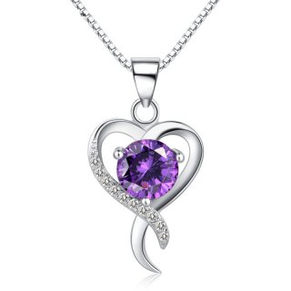 Heart Shape Diamond Crystal 925 Sterling Silver Pendant for Women