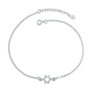 Fashion Hexagram Star 925 Sterling Silver Anklets for Girl
