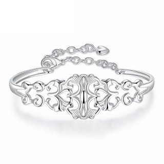 Magnetic Bracelet Women Fashion New Style Silver Plated Hollow Pattern Flower Bracelet