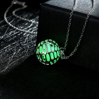 Hollow Spherical Luminous 925 Sterling Silver Chain Wedding Necklace Pendant for Girls