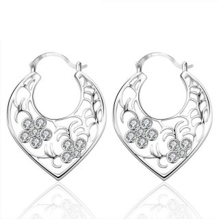 Plant Flower Stud Earrings Romantic 925 Sterling Silver & Zirconia Gift Accessories For Girls