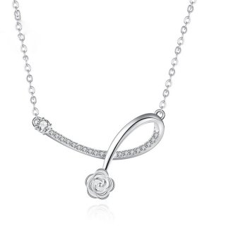 Unique Silver Zircon Necklace Fashion Rose Flower Pendant Necklaces For Women Jewelry