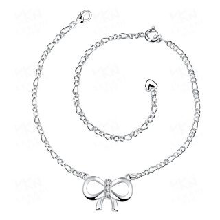 Fashion Silver Plated Austrian Crystal Bow Anklets For Women Girls Ankle Bracelets Foot Chain Jewelry
