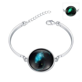 Hot Sale Glass Unisex Romantic Bezel Setting Zinc Link Chain Round Fashion Jewelry Luminous Bracelets for Girl YGH077-A