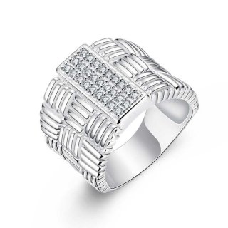 Geometric Ring Classic 925 Sterling Silver & Zirconia Gift For Women Dress Accessories