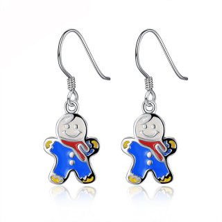 2 Colors Cute Snowmen Wholesale Silver Plated Drop Earrings for Women Girls Christmas Gifts