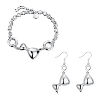 Fashion Simple Bow Jewelry Set Silver Plated Bow Stud Earrings & Bracelets For Women Party Jewelry