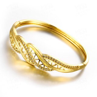 New Fashion Zirconia Bangles Gold Plated Hollow Out Flower Pattern Luxury Bangles Bracelets