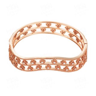 Popular Wave Shape Cubic Zirconia 24K/Rose Gold Plated Bangle Bracelet for Women Party Jewelry