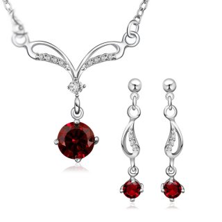 New Fashion Fancy Style Silver plated Necklace Earring Pretty Crystal Wedding Jewelry Set For Women