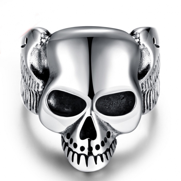 Cool design 316L stainless steel skull men's finger ring personality punk rock style Top quality Factory Outlet