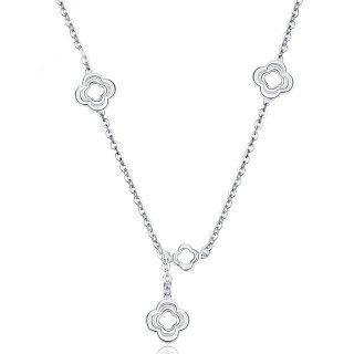 Flower Pandent 925 Sterling Silver Elegant Necklace for Women