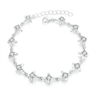 Wholesale Fashion Jewelry Silver Plated Bracelets Women Girl Charm Zircons Bracelet