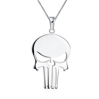 Fashion silver plated Skull jewelry factory wholesale women wedding pendant with 18inch chain necklace
