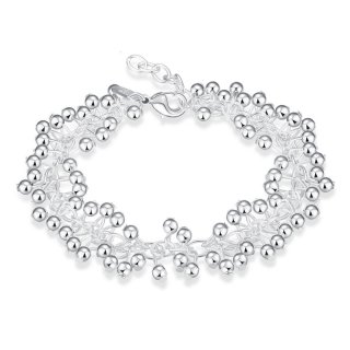 Wholesale Silver Plated Grape Bracelets for Women Female Fashion Silver Jewelry 20cm Party Street Gifts