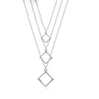 Necklace Silver Plated Necklace Necklace 18 Inches Hanging Squares Jewelry