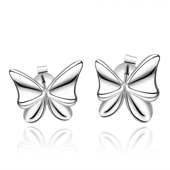 Fashion Butterfly Zircon Silver Earrings Animal Stud Earring Trendy Silver Plated Women Girls