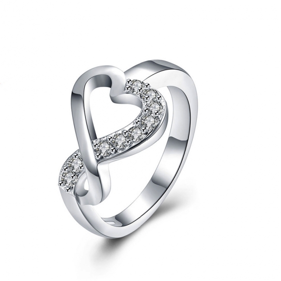 Silver Plated Ring Silver Fashion Jewelry Ring Heart to Heart Jewelry