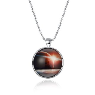 Shining Galaxy Necklace Pendant Silver Plated Glow In The Dark Luminous Night Light Necklace For Men YGN128