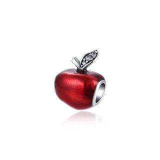 925 Sterling Silver Red Apple Charms Bead Round Fit Pandora Bracelet DIY Jewelry Accessories
