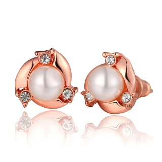 Pearl Earrings Rose Gold Plated for Women LKN18KRGPE1010