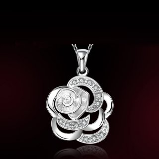Fashion Flower Design Necklace Sterling 925 Silver Necklacce with Stones Wwestern Crystal Beautiful Style LKNSPCN690