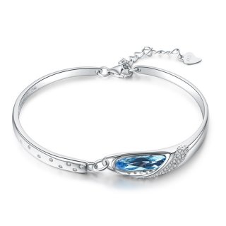 High Quality 925 Sterling Silver Ms. Bracelet Round Shaped Blue Crystal with Diamonds Fashion Jewelry H107