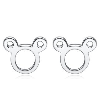 925 Sterling Silver Hollow Mickey Head Stud Earrings Geometric Earrings for Women B130