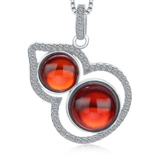 925 Sterling Silver Red Pomegranate Geometric Beautiful Pendant for Women W144