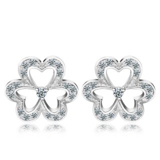 925 Sterling Silver Clover Skeleton Earrings Lovely Earrings WE024