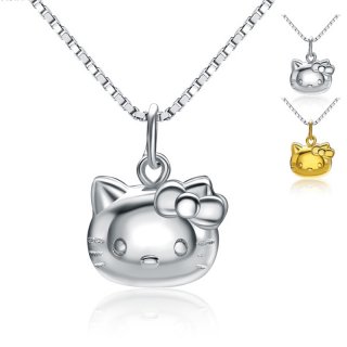 Hello Kitty Necklace 925 Sterling Silver Pendant for Women A227