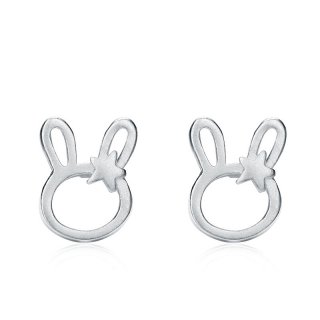 Fashion Rabbit Ear Studs 925 Sterling Silver Earrings for Women B396