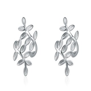 Fashion Simple Leaves Ear Studs 925 Sterling Silver Earrings for Women C027