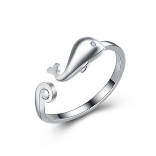Fashion Cute Little Whale Ring 925 Sterling Silver Adjustable Rings for Women E478