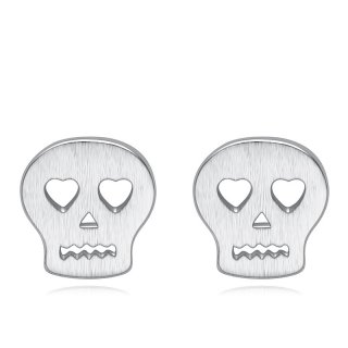 Simple Earrings 925 Sterling Silver Skull Earrings for Women B064