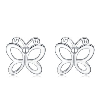 Butterflies Skeleton Earrings 925 Sterling Silver Simple Earrings B186