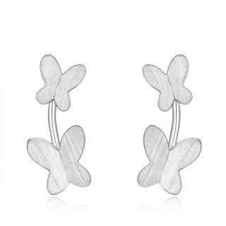Double Butterfly Earrings925 Sterling Silver Beautiful Earrings for Women B328