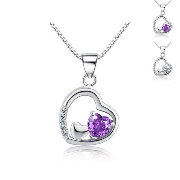 Fashion Heart Pendant 925 Sterling Silver Elegant Necklace for Women A131